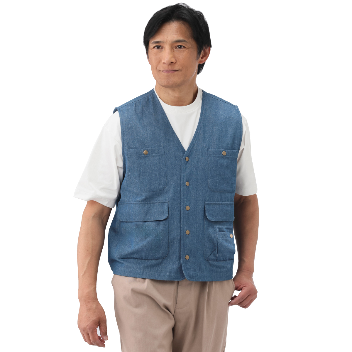 <ピエルッチ>5ポケットデニムベスト 2色組