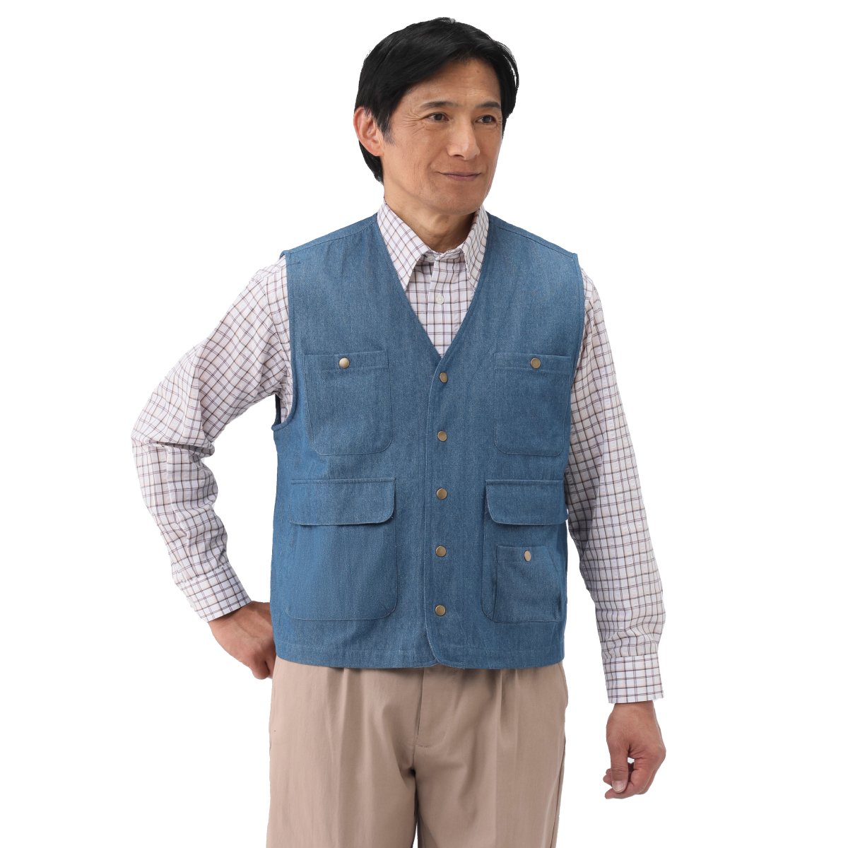 <ピエルッチ>5ポケットデニムベスト 2色組