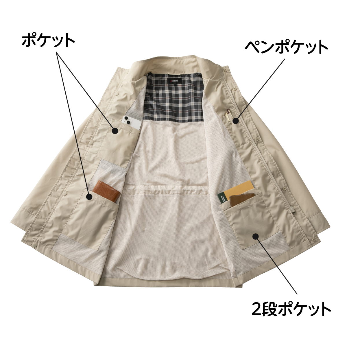 〈ピエルッチ〉多機能トラベラーズコート>