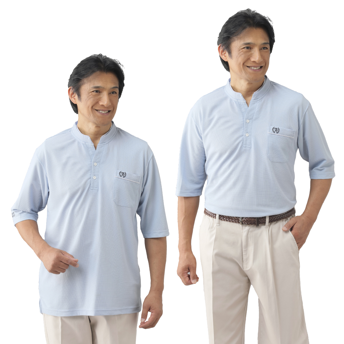 〈サルーンエクスプレス〉ワッフル5分袖シャツ3色組
