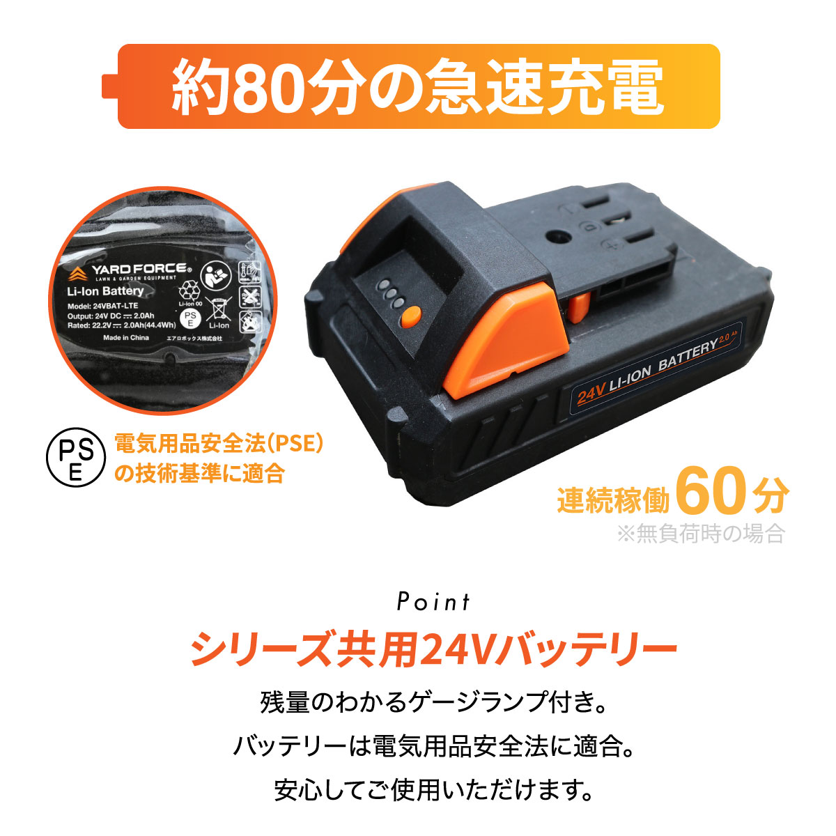 YYARD FORCE 24Vハンディ草刈バリカン